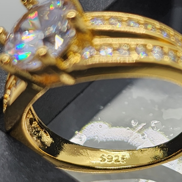 18K Gold Plated Zircon 925 Stamped 3-Piece Ring Set - Picture 12 of 14